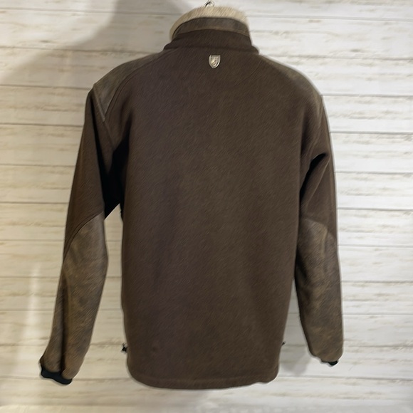Kuhl Alpenwurx Heavy Fleece Suede Jacket Berber Collar Full Zip Pockets Large - Picture 3 of 16